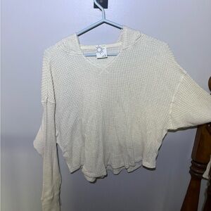 Aerie Waffle Knit Hooded Cropped Top – Size Small | Cozy & Casual